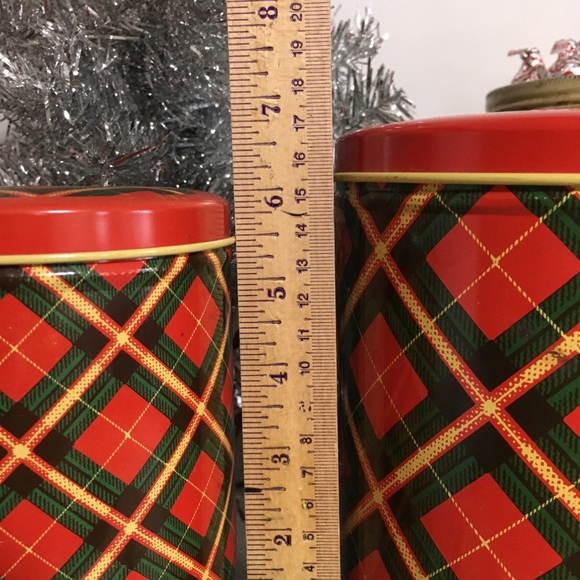 Vintage plaid tartan tins canisters set - Picture 3 of 11